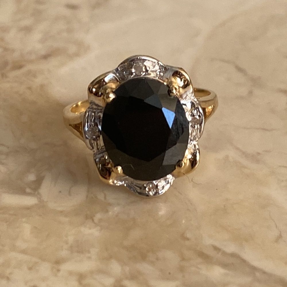 6.14 Carat Natural Blue Sapphire & Diamond 14K Gold Halo Ring GLA Certified - Picture 6 of 11